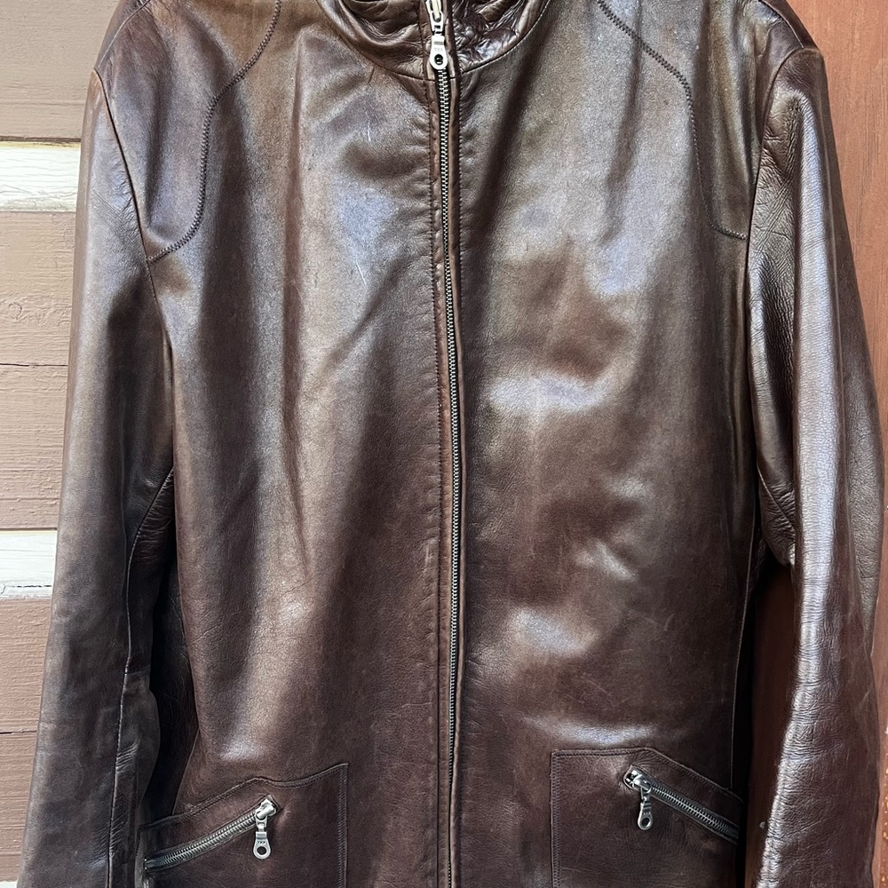 RUDSAK Men's Dark Brown Leather Jacket
